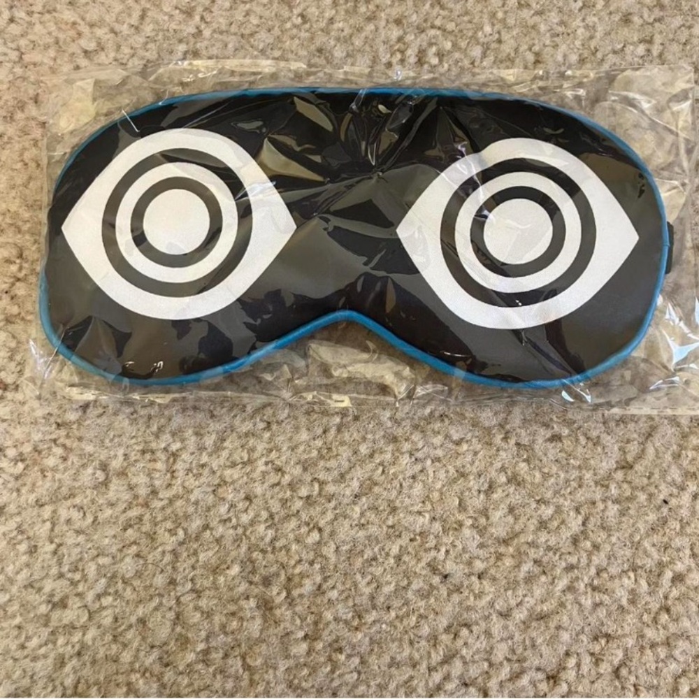 Black and Blue Sleep Mask with Hypnotic Eye Design